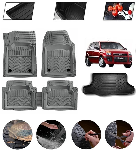 Ford Fusion 2002-2012 Uyumlu Paspas Araca Özel Bagaj Havuzu MBS Gri ürün görseli 1