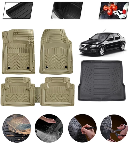 Dacia Logan 2004-2012 Uyumlu Paspas Araca Özel Bagaj Havuzu MBS Bej ürün görseli 1