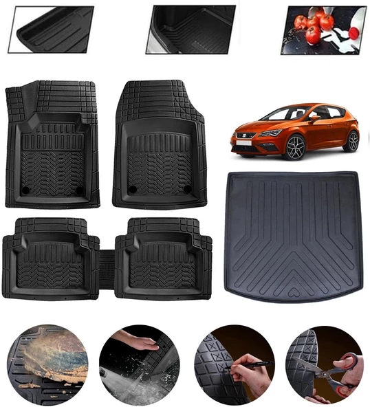 Seat Leon Station Wagon 2012-2020 Uyumlu Paspas Araca Özel Bagaj Havuzu MBS Siyah ürün görseli 1