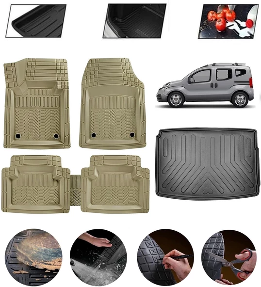 Fiat Fiorino 2007-2017 Uyumlu Paspas Araca Özel Bagaj Havuzu MBS Bej ürün görseli 1