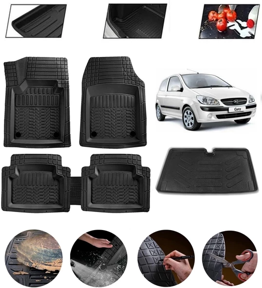 Hyundai Getz 2002 Sonrası Uyumlu Paspas Araca Özel Bagaj Havuzu MBS Siyah ürün görseli 1