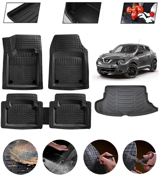 Nissan Juke 2010-2015 Uyumlu Paspas Araca Özel Bagaj Havuzu MBS Siyah ürün görseli 1
