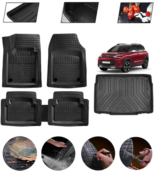 Citroen C3 Aircross Alt Kısım 2016-2025 Uyumlu Paspas Araca Özel Bagaj Havuzu MBS Siyah ürün görseli 1