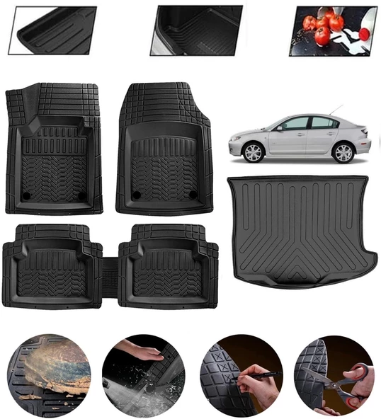 Mazda 3 2009-2013 Uyumlu Paspas Araca Özel Bagaj Havuzu MBS Siyah ürün görseli 1