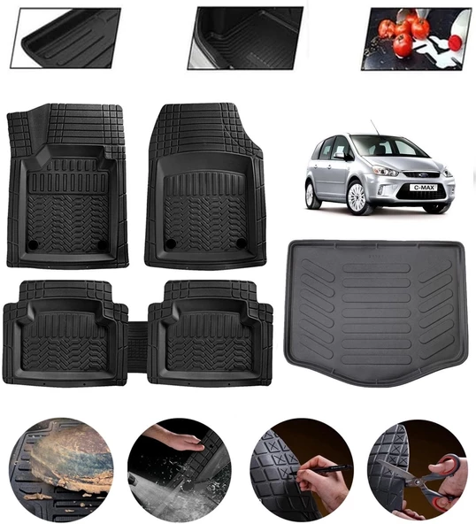 Ford C-Max Uyumlu Paspas Araca Özel Bagaj Havuzu MBS Siyah ürün görseli 1
