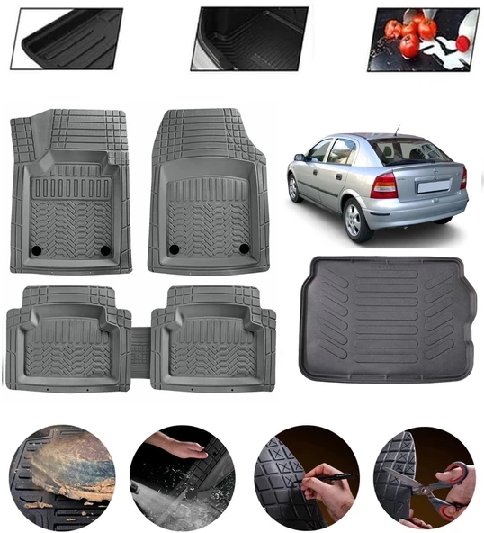 Opel Astra G 1998-2004 Hatchback Uyumlu Paspas Araca Özel Bagaj Havuzu MBS Gri ürün görseli 1