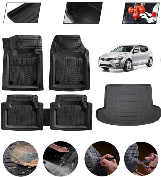 Kia Ceed 2006-2012 Hatchback Uyumlu Paspas Araca Özel Bagaj Havuzu MBS Siyah ürün görseli 1