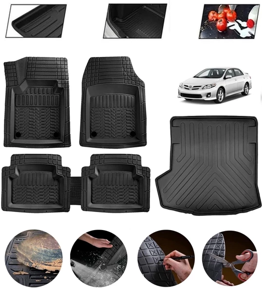 Toyota Corolla Sedan 2002-2007  Uyumlu Paspas Araca Özel Bagaj Havuzu MBS Siyah ürün görseli 1