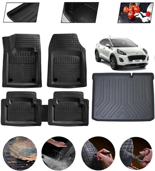 Ford Puma 2019-2025 Alt Uyumlu Paspas Araca Özel Bagaj Havuzu MBS Siyah ürün görseli 1
