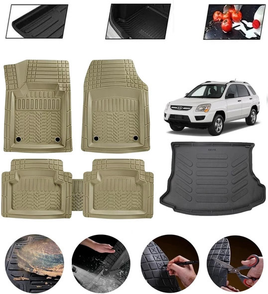 Kia Sportage 2005-2010 Uyumlu Paspas Araca Özel Bagaj Havuzu MBS Bej ürün görseli 1
