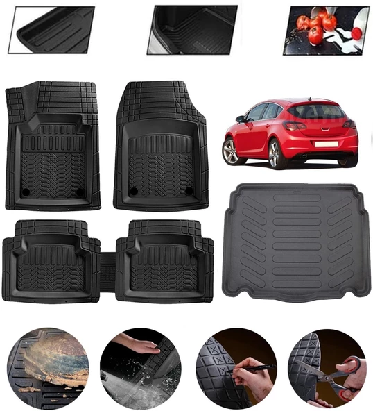 Opel Astra J Hatcback 2010 Sonrası Uyumlu Paspas Araca Özel Bagaj Havuzu MBS Siyah ürün görseli 1
