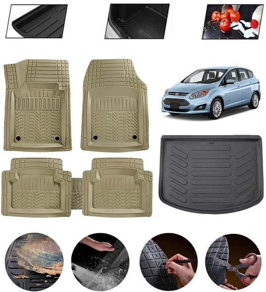 Ford C-Max 2003-2010 Uyumlu Paspas Araca Özel Bagaj Havuzu MBS Bej ürün görseli 1