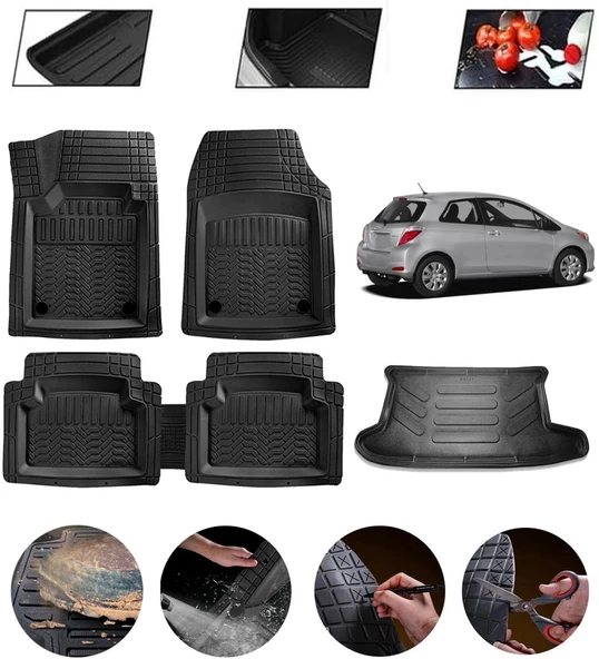 Toyota Yaris 2005-2013  Uyumlu Paspas Araca Özel Bagaj Havuzu MBS Siyah ürün görseli 1