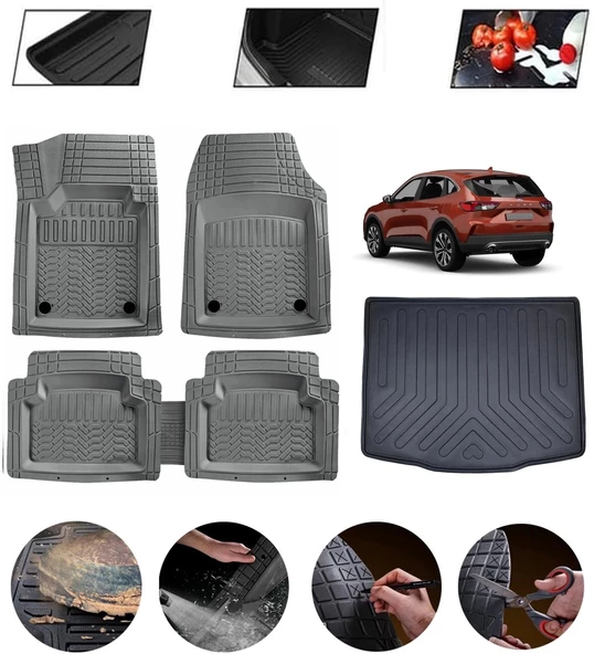Ford Kuga 2019-2025 Uyumlu Paspas Araca Özel Bagaj Havuzu MBS Gri ürün görseli 1