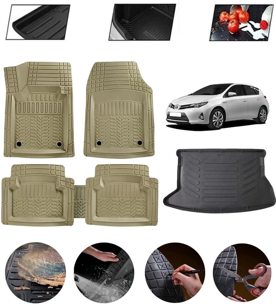 Toyota Auris 2007-2012 Uyumlu Paspas Araca Özel Bagaj Havuzu MBS Bej ürün görseli 1