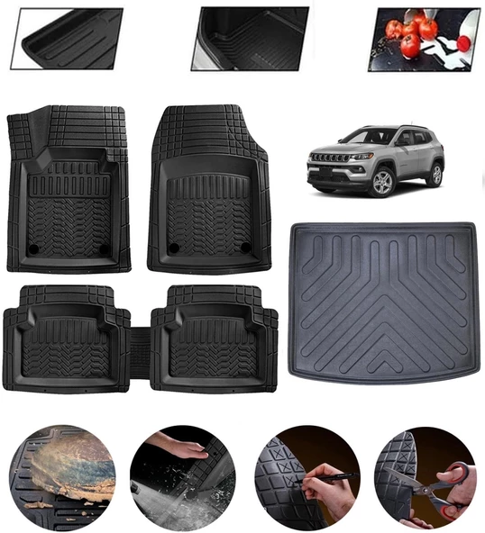 Jeep Compass 2017-2025 Uyumlu Paspas Araca Özel Bagaj Havuzu MBS Siyah ürün görseli 1