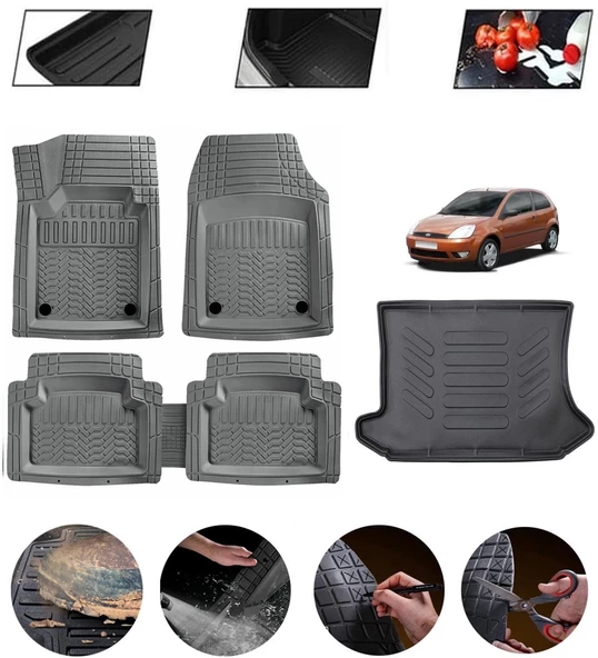 Ford Fiesta 2002-2008 Uyumlu Paspas Araca Özel Bagaj Havuzu MBS Gri ürün görseli 1