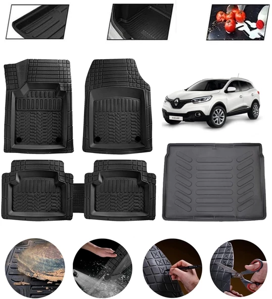 Renault Kadjar Uyumlu Paspas Araca Özel Bagaj Havuzu MBS Siyah ürün görseli 1