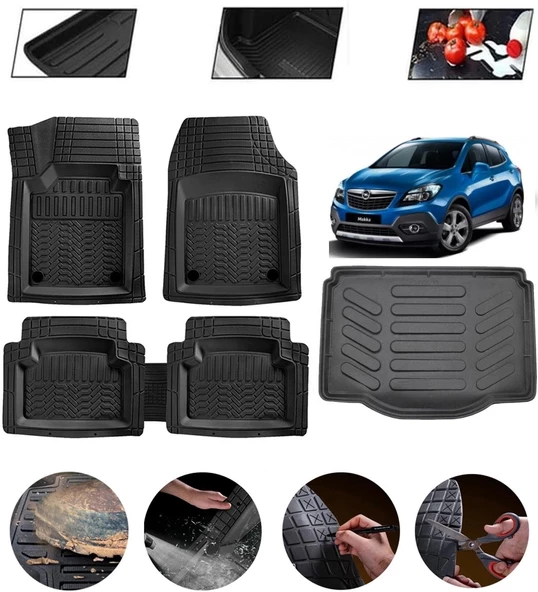 Opel Mokka 2012-2020 Uyumlu Paspas Araca Özel Bagaj Havuzu MBS Siyah ürün görseli 1