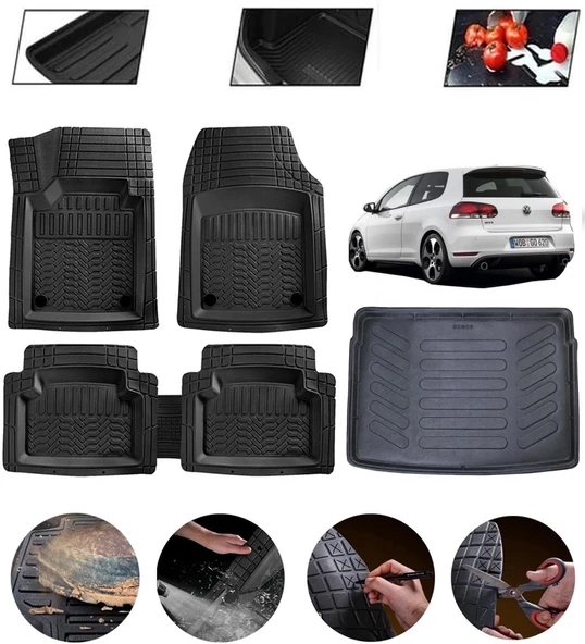 Volkswagen Golf 5 2003-2009 Uyumlu Paspas Araca Özel Bagaj Havuzu MBS Siyah ürün görseli 1