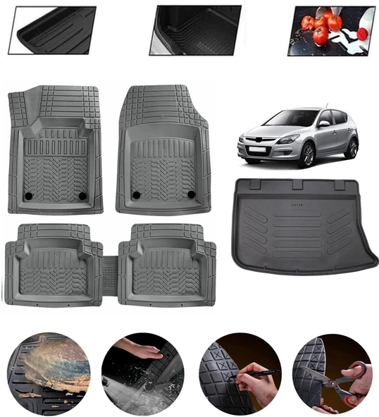 Hyundai i30 2008-2011 Uyumlu Paspas Araca Özel Bagaj Havuzu MBS Gri ürün görseli 1