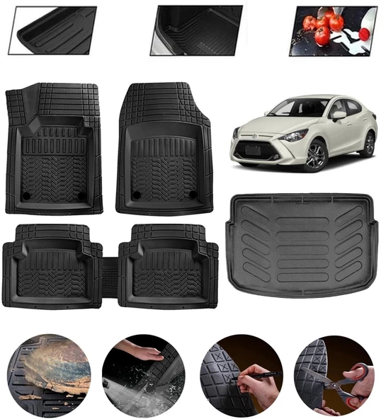 Toyota Yaris 2013-2020 Uyumlu Paspas Araca Özel Bagaj Havuzu MBS Siyah ürün görseli 1