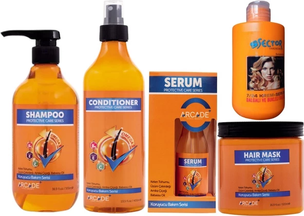 Arcade Koruyucu Bakım Şampuanı 500 ml Özel Saç Bakım 5li Seti ürün görseli 1