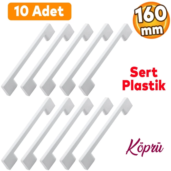 Köprü 160 Mm (SERT PLASTİK) Beyaz Mobilya Mutfak Çekmece Dolabı Dolap Kulbu Kulpu Kulpları 10 Adet ürün görseli 1