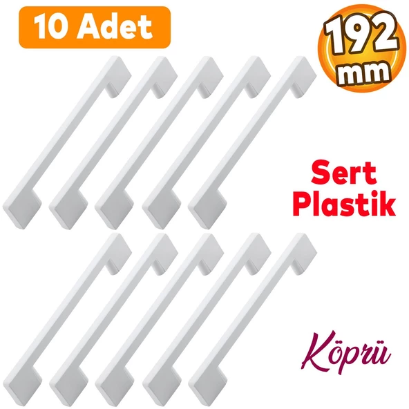 Köprü 192 Mm (SERT PLASTİK) Beyaz Mobilya Mutfak Çekmece Dolabı Dolap Kulbu Kulpu Kulpları 10 Adet ürün görseli 1