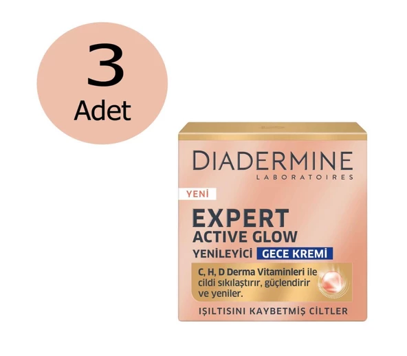 3 Adet Diadermine Expert Glow Yenileyici Gece Kremi 50 Ml ürün görseli 1