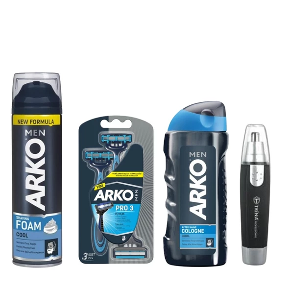 Arko Men Tıraş Köpüğü Cool 200 ML + Arko Tıraş Bıçağı T3 Blister 3 ürün görseli 1