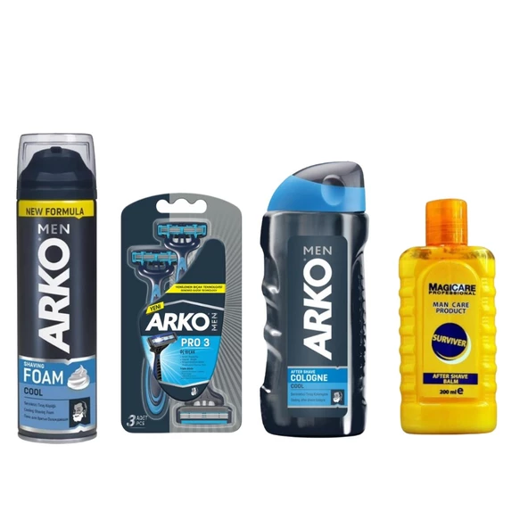 Magicare After Shave Balm Survıver 200 Ml+Arko Men T3 Pro 3 Bıçaklı Tıraş Bıçağı 3'lü & Cool Tıraş K ürün görseli 1