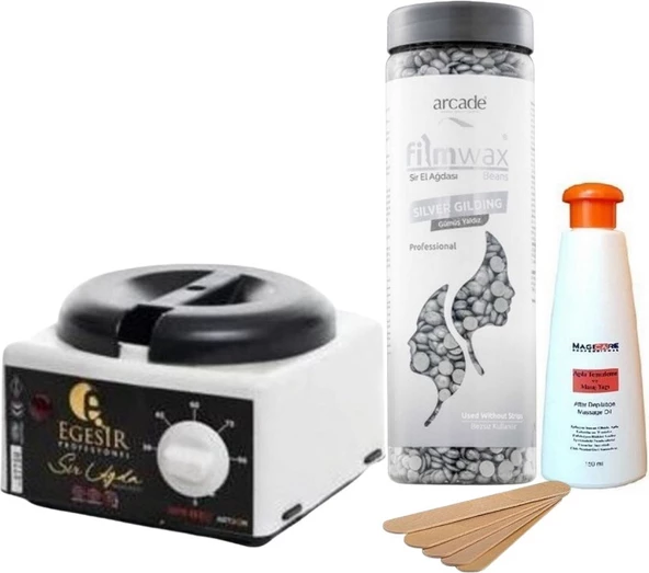 Ege Sir Profesyonel Egesir Ağda Makinası Arcade Sir Ağda Silver Gilding Gümüş Yaldız Set ürün görseli 1