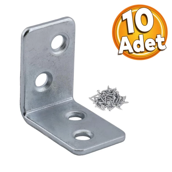 Mobilya Eşya Dolap Duvara Sabitleyici Köşebent Bağlantı Aparatı L Demiri Gönye 30x30x20 Mm (10 ADET) ürün görseli 1
