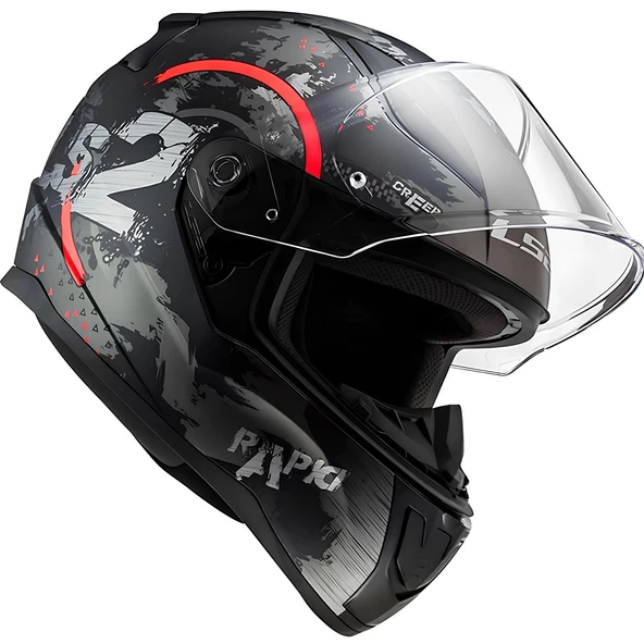 LS2 RAPID 2 CIRCLE MAT TITANIUM-TURUNCU KASK - Resim 2