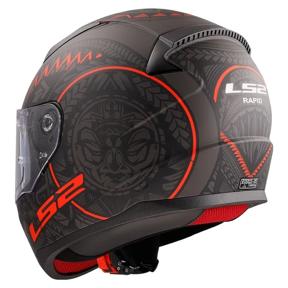 LS2 RAPID TAKAROA MAT SİYAH-KIRMIZI KASK - Resim 7