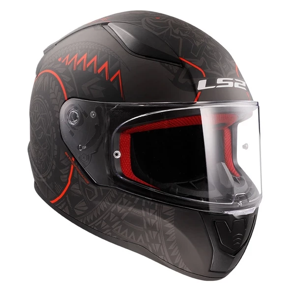 LS2 RAPID TAKAROA MAT SİYAH-KIRMIZI KASK - Resim 2