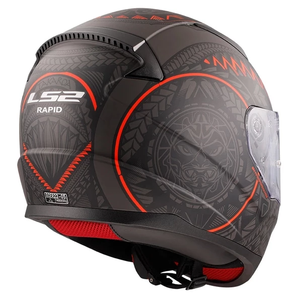 LS2 RAPID TAKAROA MAT SİYAH-KIRMIZI KASK - Resim 4