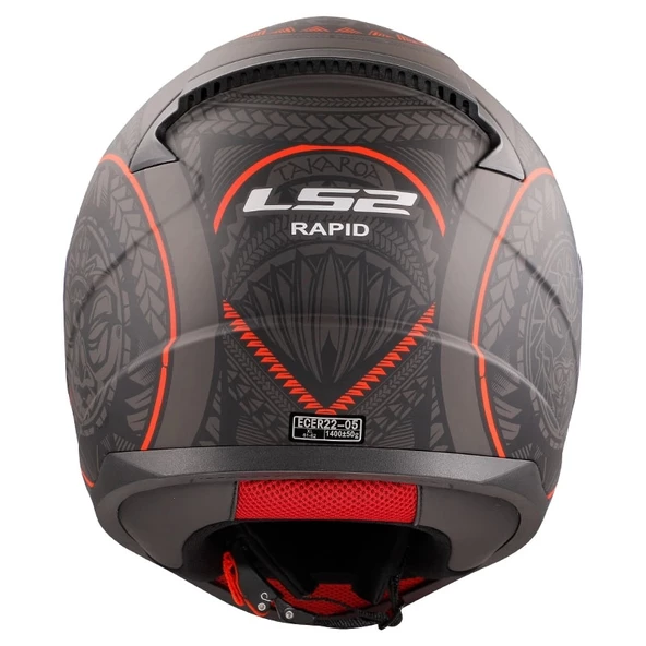 LS2 RAPID TAKAROA MAT SİYAH-KIRMIZI KASK - Resim 5