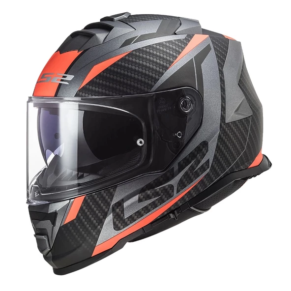 LS2 STORM 2 RACER MAT TITANIUM-NEON TURUNCU KASK ürün görseli 1