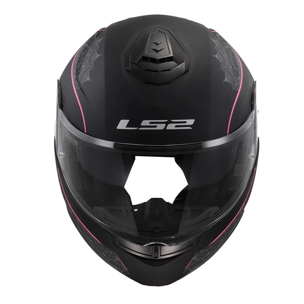 LS2 STROBE 2 LUX MAT SİYAH-PEMBE ÇENE AÇILIR KASK - Resim 2
