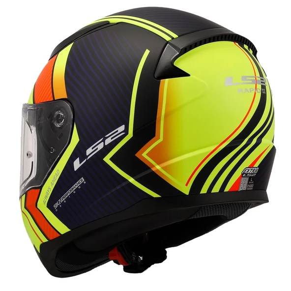 LS2 RAPID 2 EXTRA MAT NEON SARI-NAVY MAVİ KASK - Resim 6