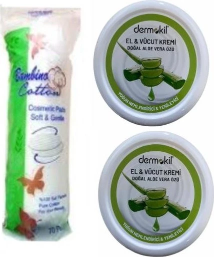 Dermokil El Kremi Alo Vera 2x220 ml + Makyaj Pamuğu ürün görseli 1