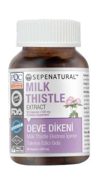 Milk Thistle Seed Extract 90 Kapsül 930 mg Devedikeni Ekstrakt Silmarin 80 ürün görseli 1