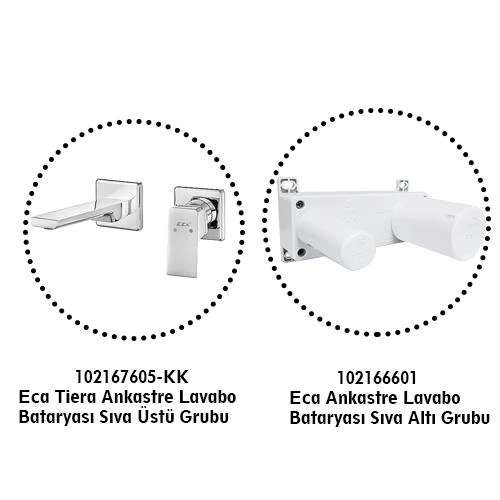Eca Tiera Ankastre Lavabo Bataryası Set/Çift Rozet (102167605-KK+102166601) ürün görseli 1