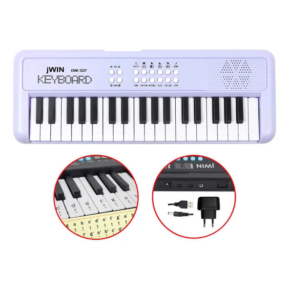 Jwin CMK-1237 37 Tuşlu Elektronik Org (Etiket. Adaptör Hediye) - Mor ürün görseli 1