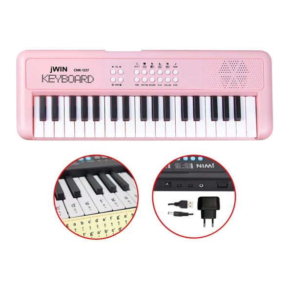 Jwin CMK-1237 37 Tuşlu Elektronik Org (Etiket. Adaptör Hediye) - Pembe ürün görseli 1