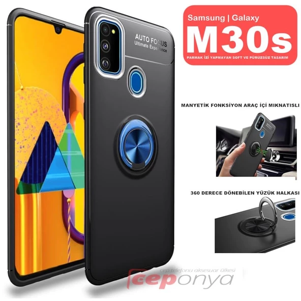 Galaxy M30S Yüzüklü Standlı Manyetikli Kamera Korumalı Kılıf ürün görseli 1