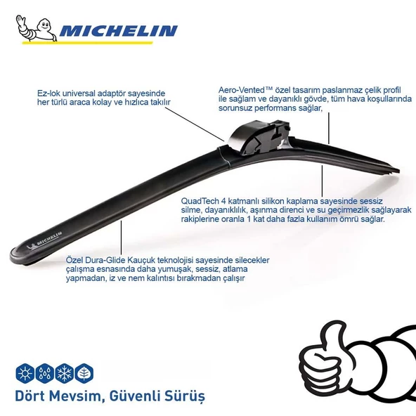 Michelin MULTIFIT™ MC33962 65CM 1 Adet Universal Muz Tipi Silecek - Resim 4