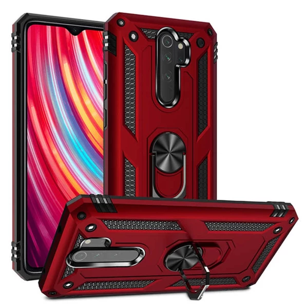 Redmi Note 8 Pro Yüzüklü Standlı Manyetikli Armor Zırh Kılıf ürün görseli 1